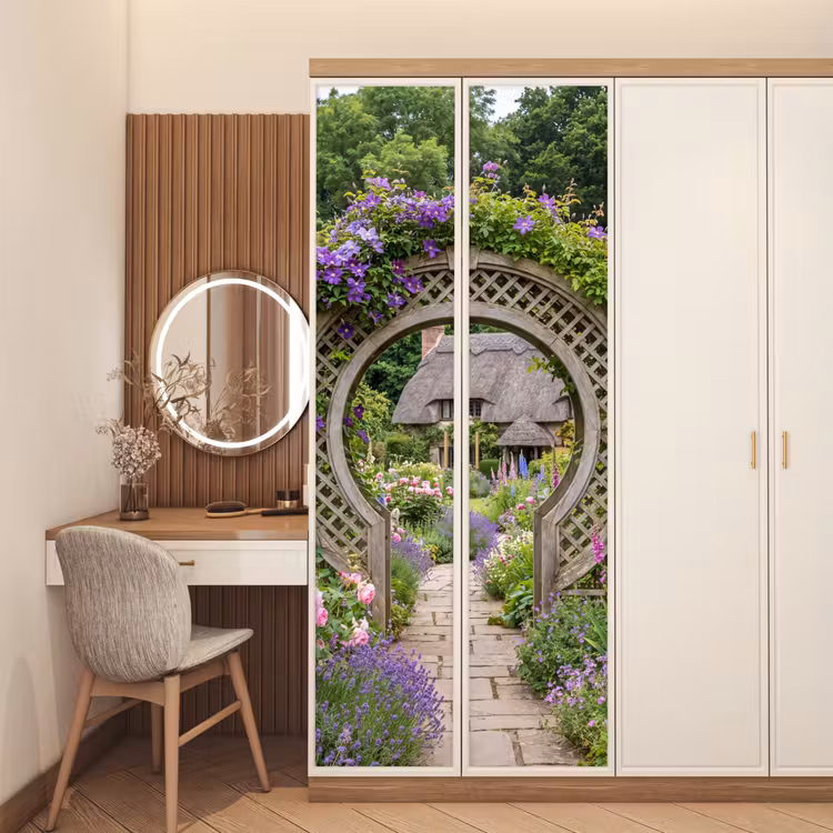 Deursticker - Tuin - Boog - Bloemen — 5