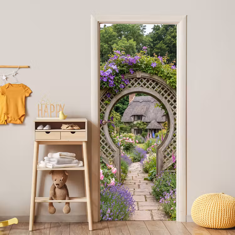 Deursticker - Tuin - Boog - Bloemen — 6