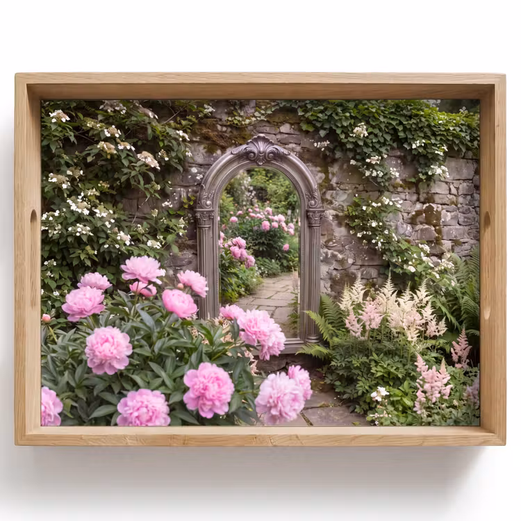 Dienblad - Spiegel - Tuin - Bloemen — 1
