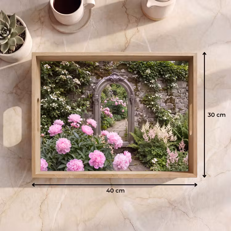 Dienblad - Spiegel - Tuin - Bloemen — 9
