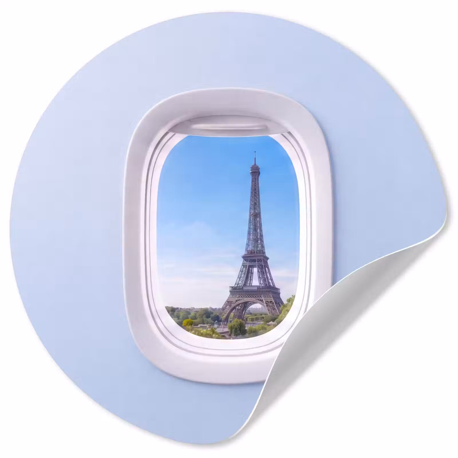 Behangcirkel - Eiffeltoren - Vliegtuigraam - Reizen — 1