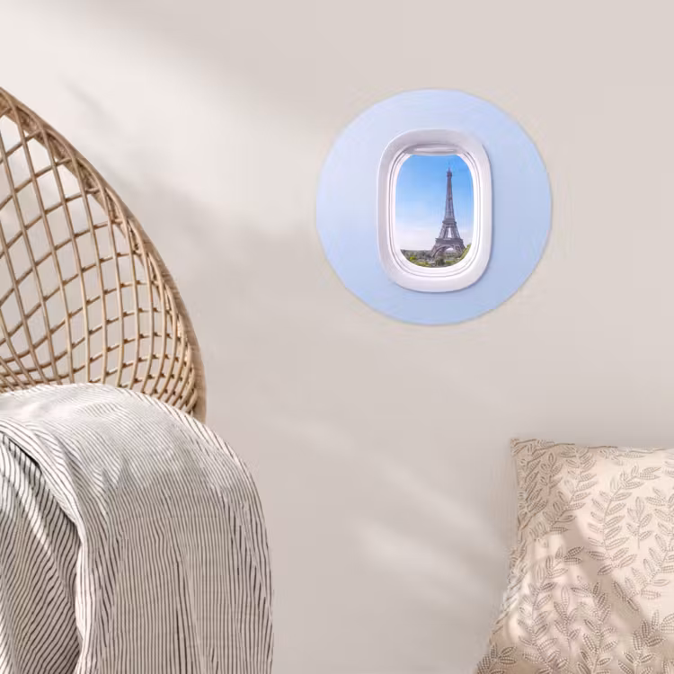 Behangcirkel - Eiffeltoren - Vliegtuigraam - Reizen — 5