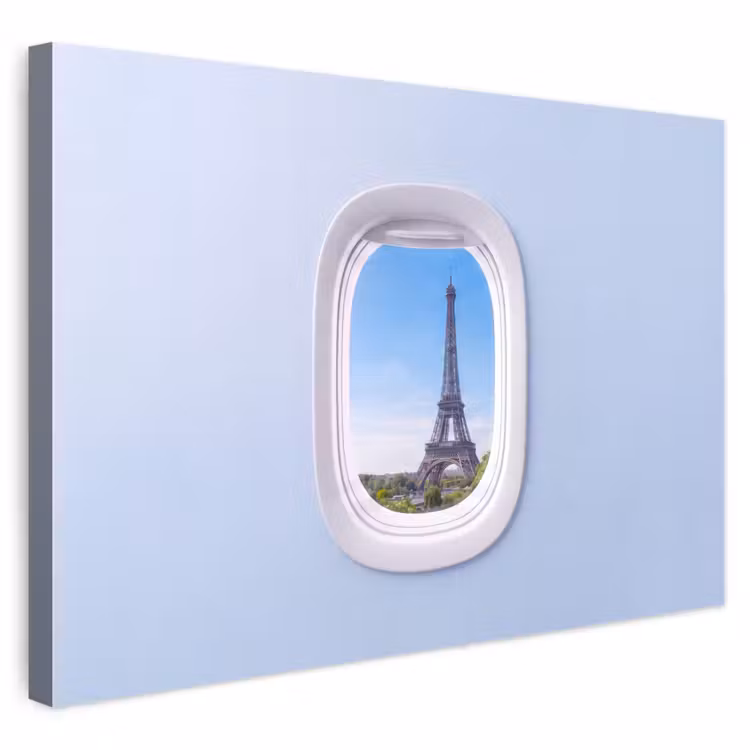 Buiten canvas - Eiffeltoren - Vliegtuigraam - Reizen — 1