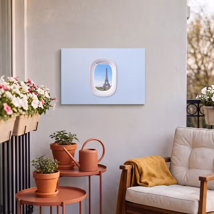 Buiten canvas - Eiffeltoren - Vliegtuigraam - Reizen — 3