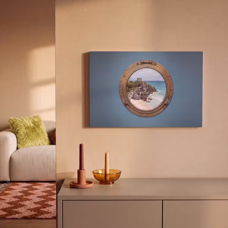 Canvas schilderij - Gebouw - Strand - Zee — 1