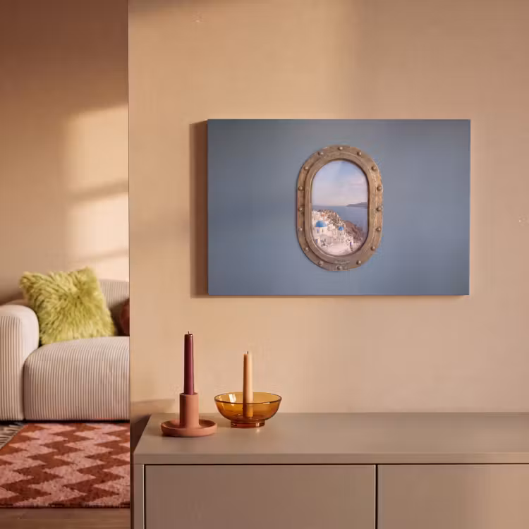 Canvas schilderij - Patrijspoort - Zee - Dorp — 1