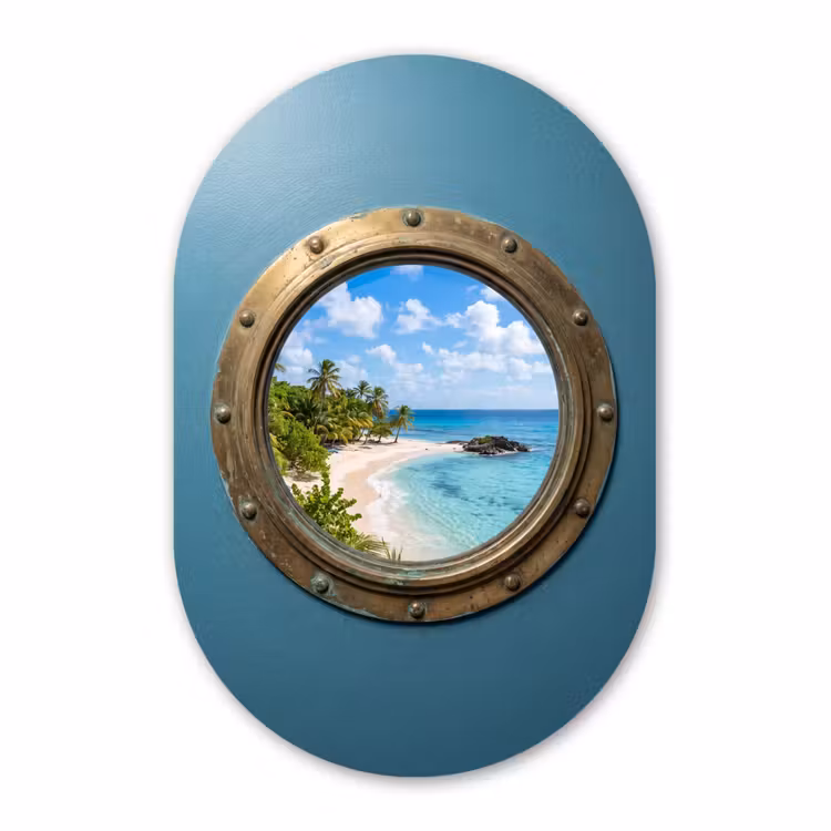 Muurovaal glas - Patrijspoort - Strand - Zee — 1