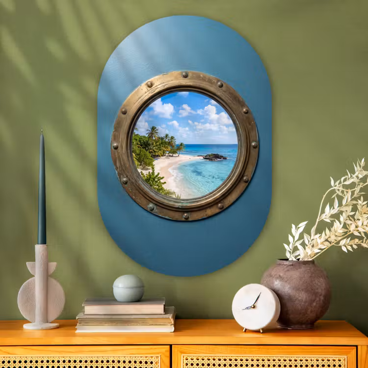 Muurovaal glas - Patrijspoort - Strand - Zee — 2