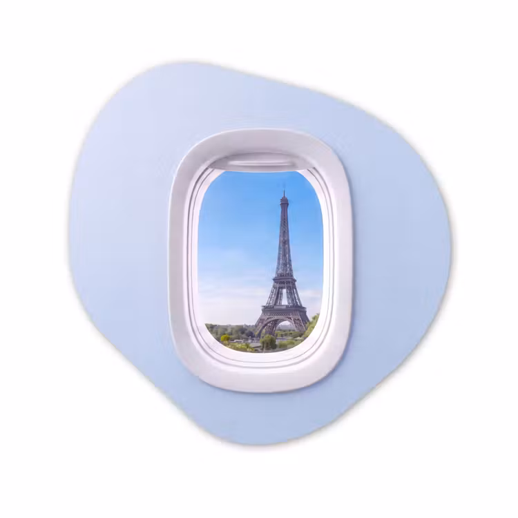Organisch schilderij glas - Eiffeltoren - Vliegtuigraam - Reizen — 1