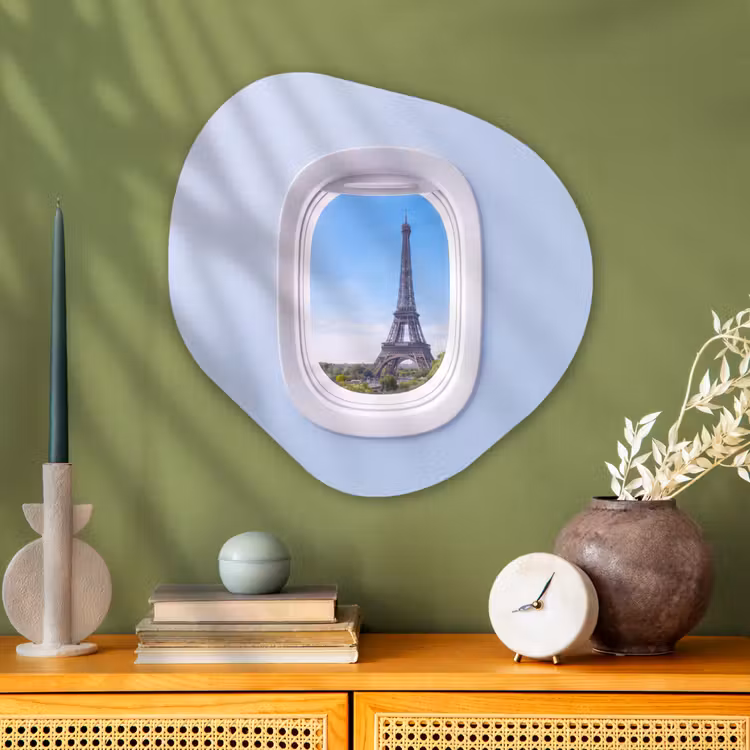 Organisch schilderij glas - Eiffeltoren - Vliegtuigraam - Reizen — 2