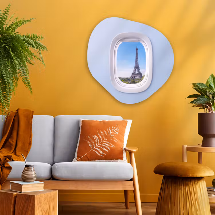 Organisch schilderij glas - Eiffeltoren - Vliegtuigraam - Reizen — 3