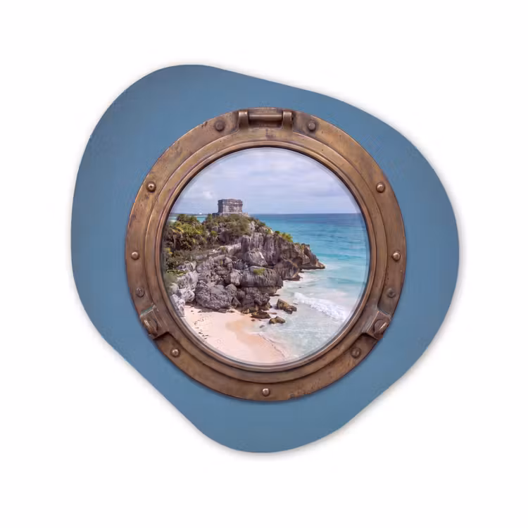 Organisch schilderij glas - Gebouw - Strand - Zee — 1