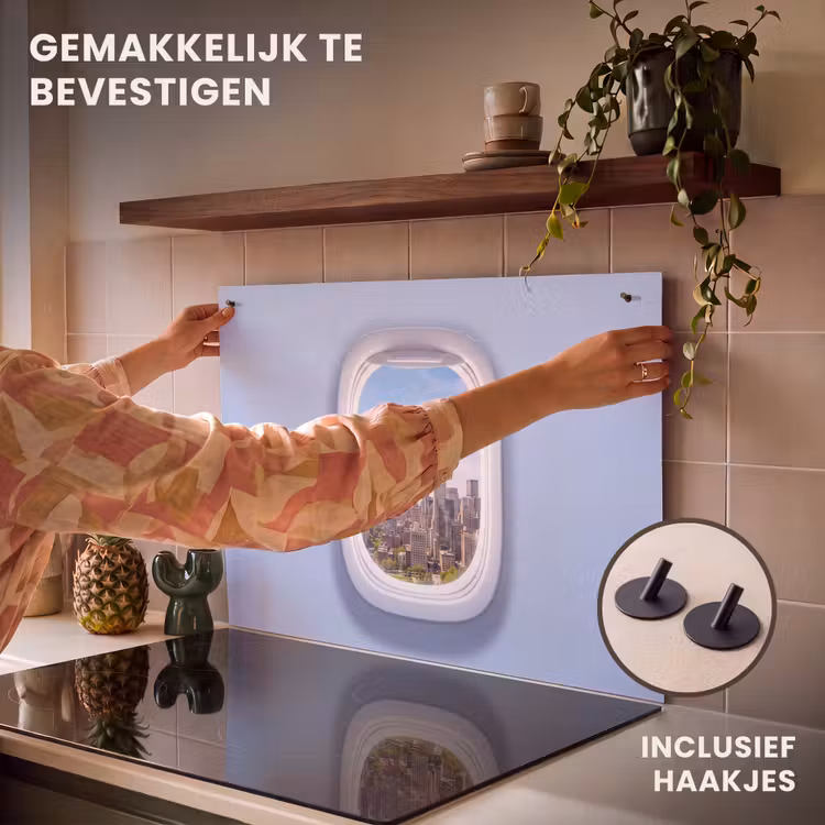 Inductiebeschermer & spatscherm (2in1) - Stad - Vliegtuig - Uitzicht — 7