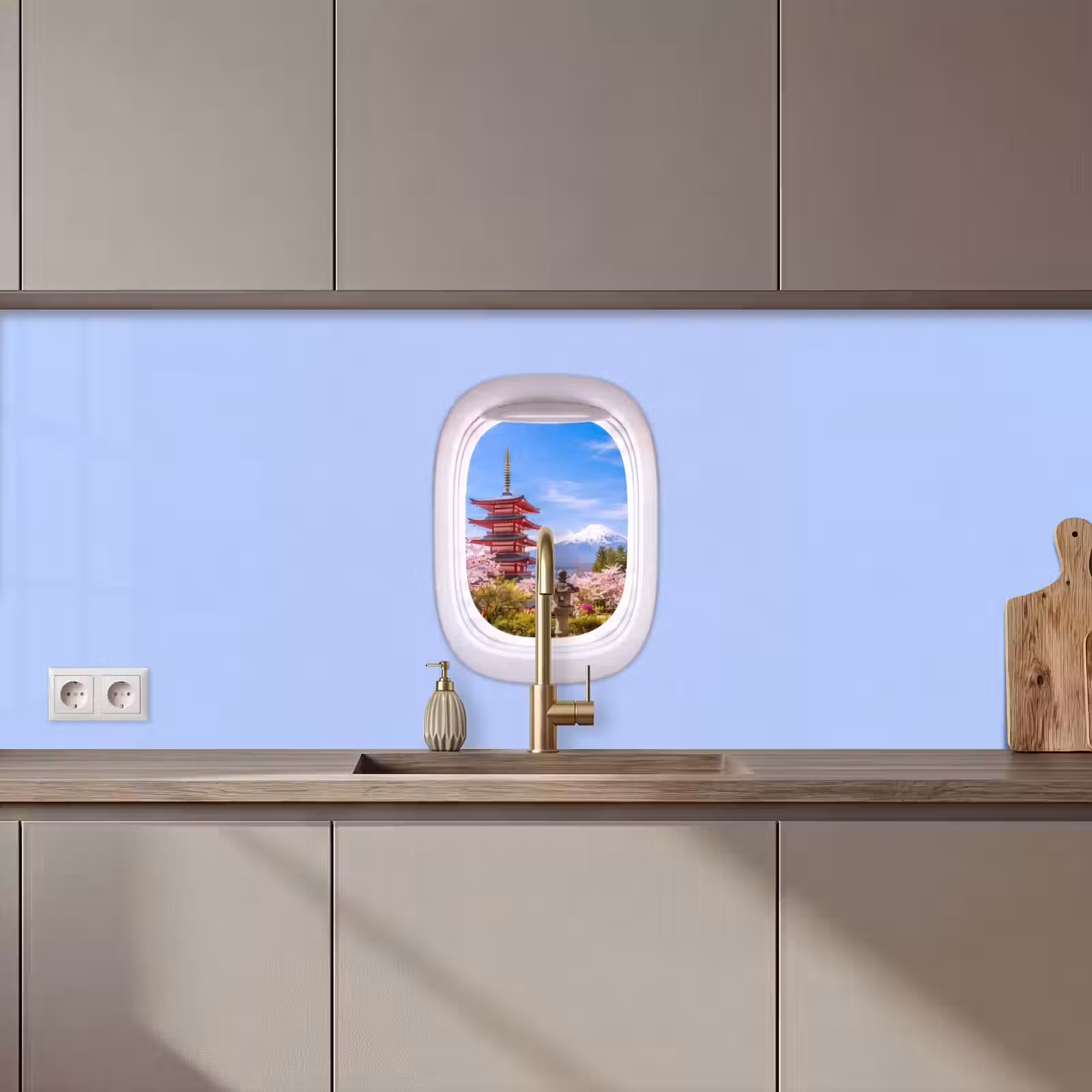 Keuken achterwand - Pagode - Berg - Bloesems — 1