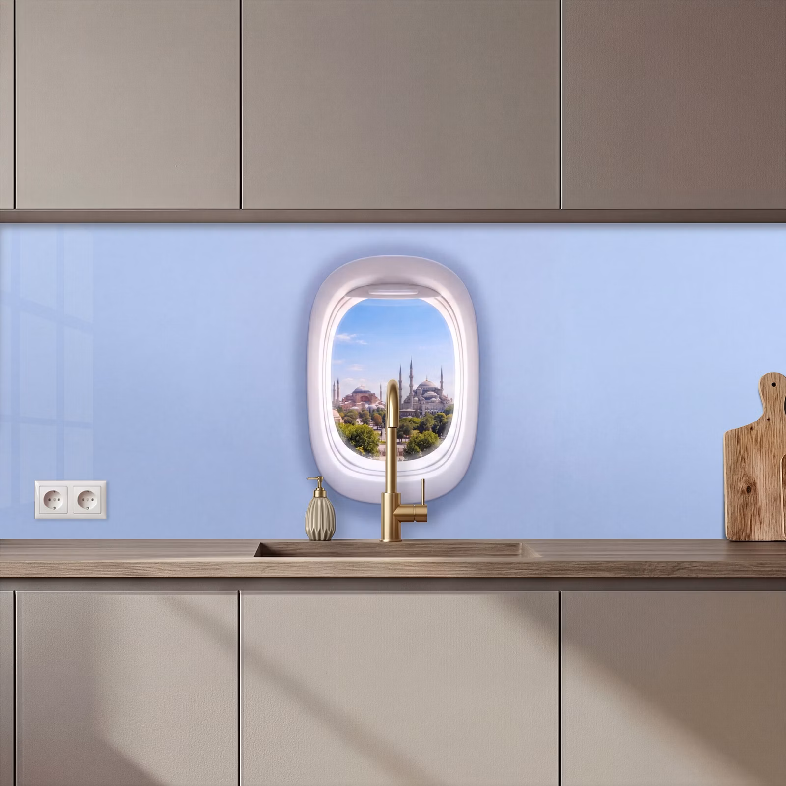 Keuken achterwand - Vliegtuigraam - Stad - Reis — 1
