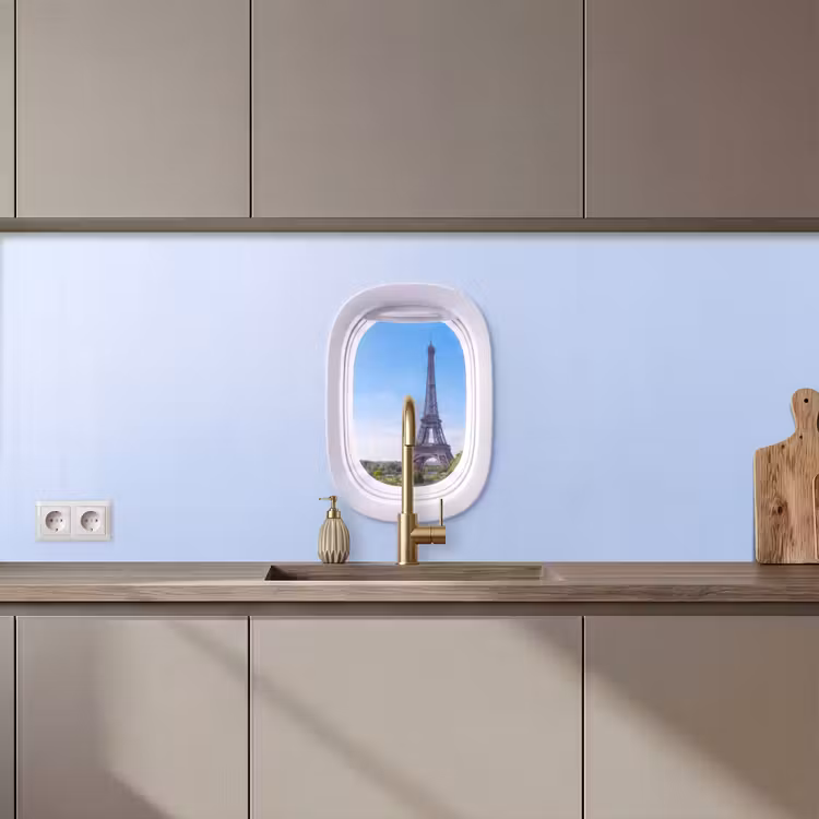 Keuken achterwand - Eiffeltoren - Vliegtuigraam - Reizen — 1