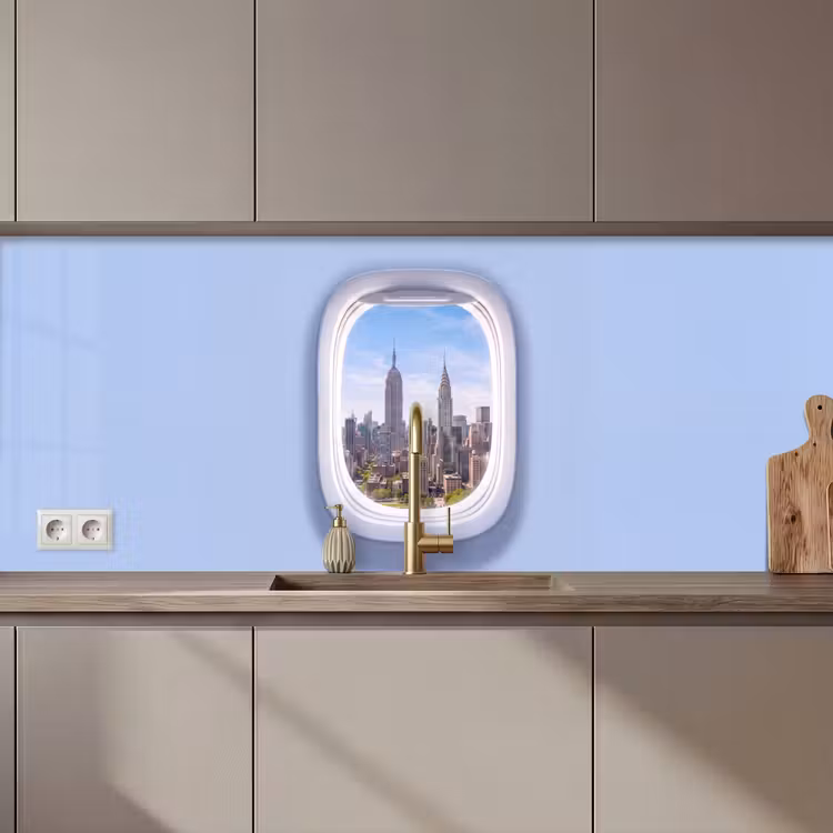 Keuken achterwand - Stad - Vliegtuig - Uitzicht — 1