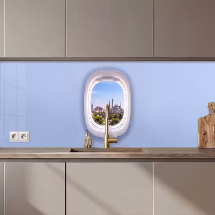 Keuken achterwand - Vliegtuigraam - Stad - Reis — 1