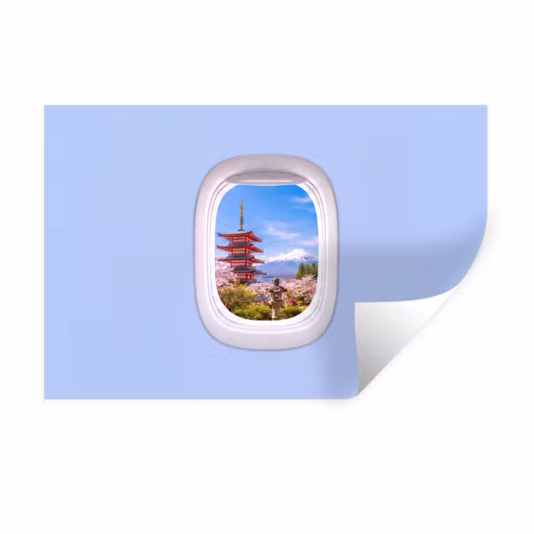 Muursticker - Pagode - Berg - Bloesems — 1