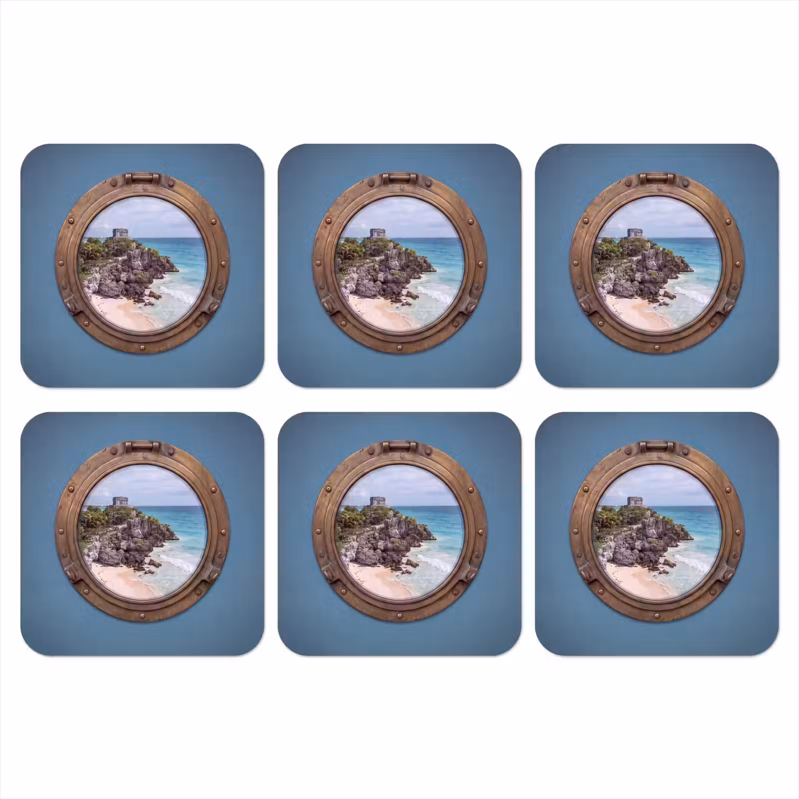 Onderzetter - Gebouw - Strand - Zee — 1