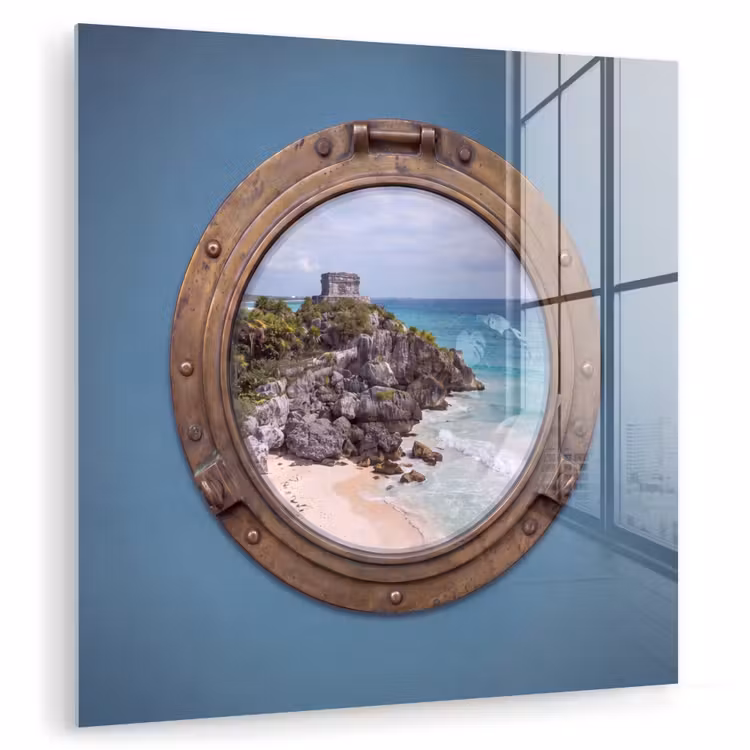 Glas schilderij - Gebouw - Strand - Zee — 1
