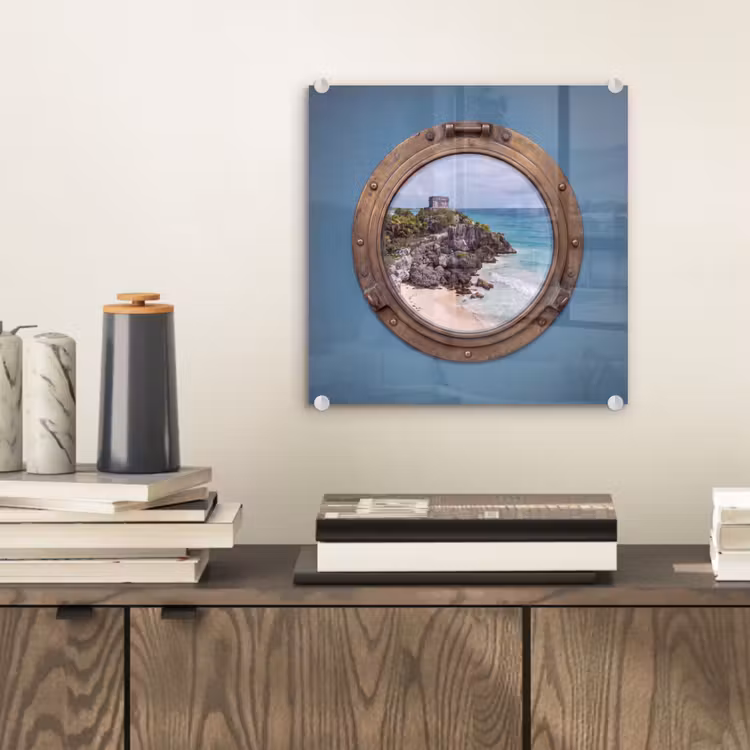 Glas schilderij - Gebouw - Strand - Zee — 2
