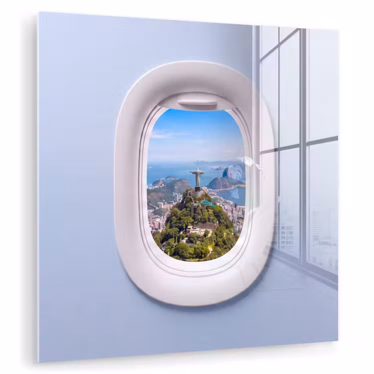 Glas schilderij - Standbeeld - Rio - Uitzicht — 1