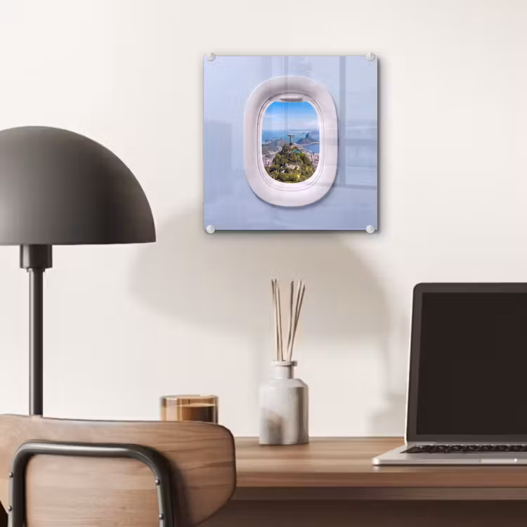 Glas schilderij - Standbeeld - Rio - Uitzicht — 7