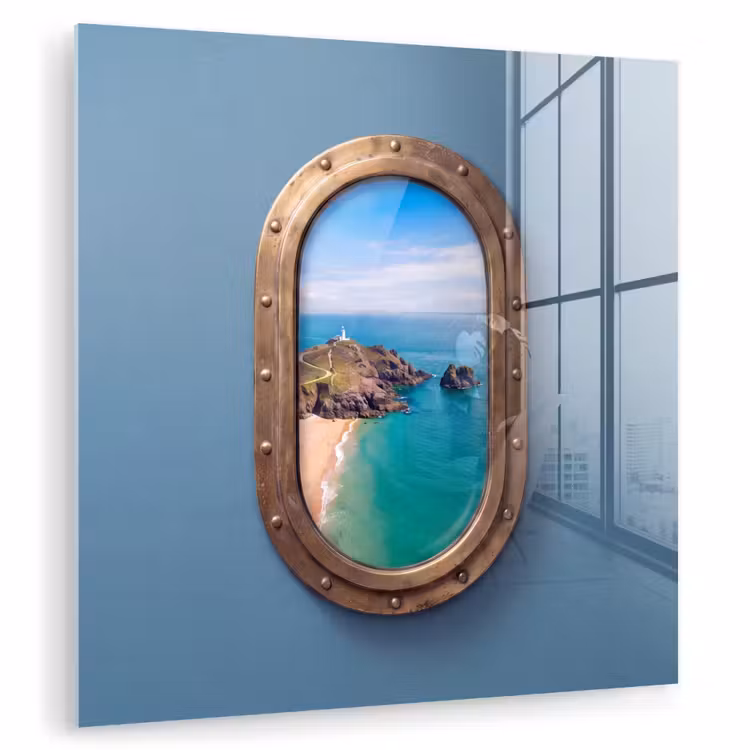 Glas schilderij - Vuurtoren - Kust - Zee — 1