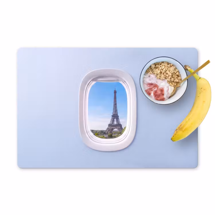 Placemat - 6 stuks - Eiffeltoren - Vliegtuigraam - Reizen — 1