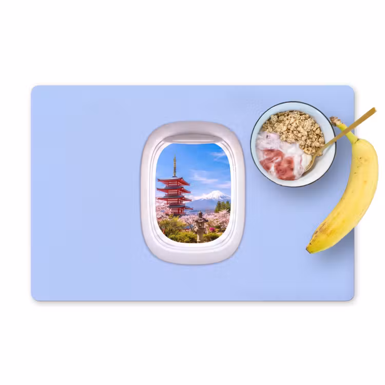 Placemat - 6 stuks - Pagode - Berg - Bloesems — 1