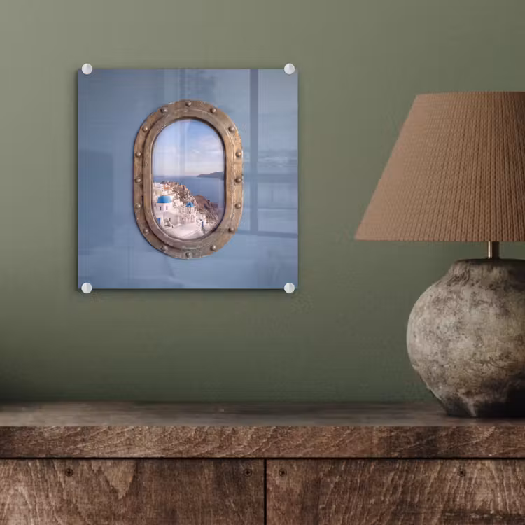 Glas schilderij - Patrijspoort - Zee - Dorp — 4