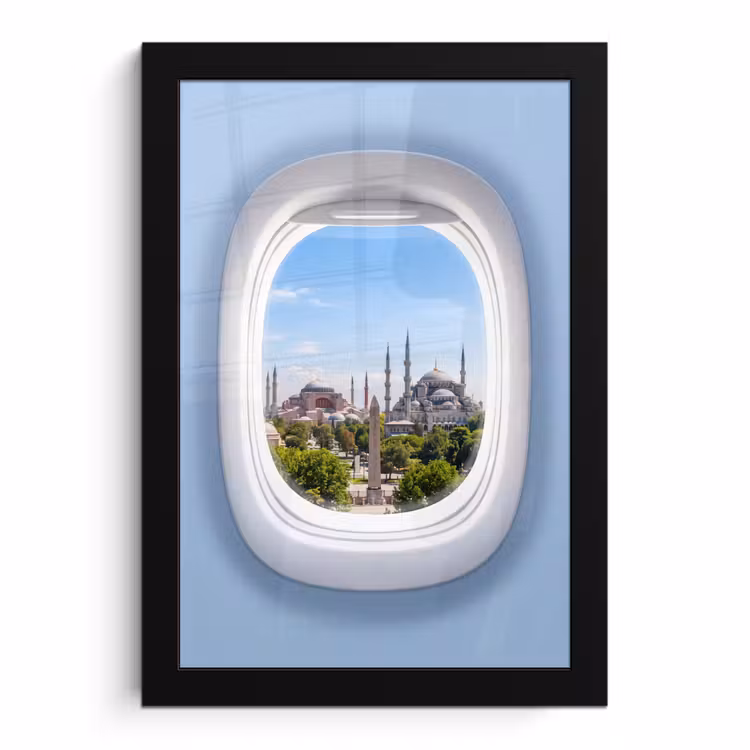 Poster met lijst - Vliegtuigraam - Stad - Reis — 1