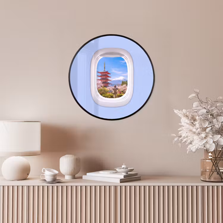 Ronde fotolijst - Pagode - Berg - Bloesems — 5