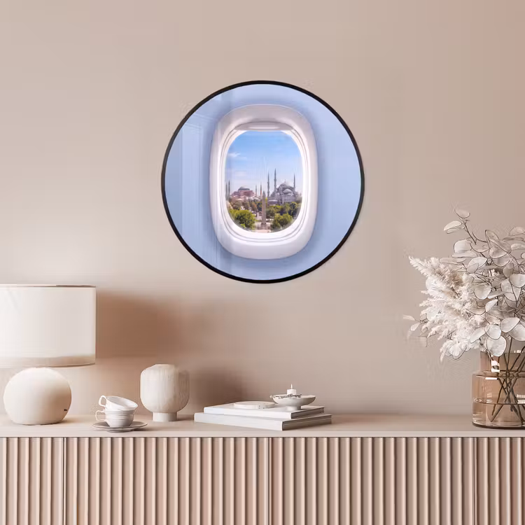 Ronde fotolijst - Vliegtuigraam - Stad - Reis — 5