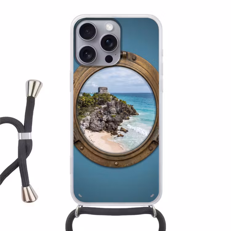 Telefoonhoesje met koord - Gebouw - Strand - Zee — 1