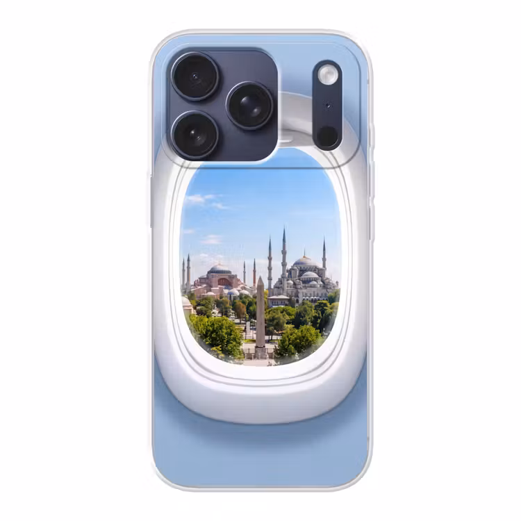 Telefoonhoesje - Vliegtuigraam - Stad - Reis — 1