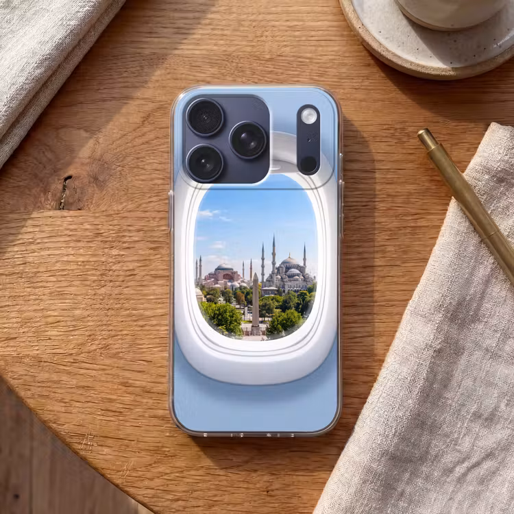 Telefoonhoesje - Vliegtuigraam - Stad - Reis — 2