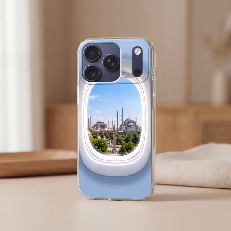 Telefoonhoesje - Vliegtuigraam - Stad - Reis — 3