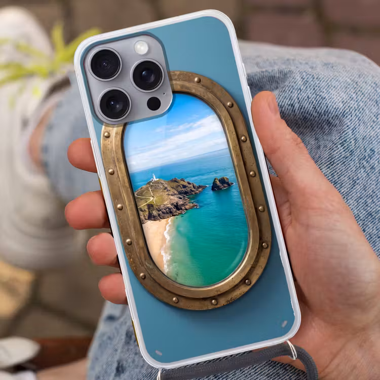 Telefoonhoesje met koord - Vuurtoren - Kust - Zee — 2