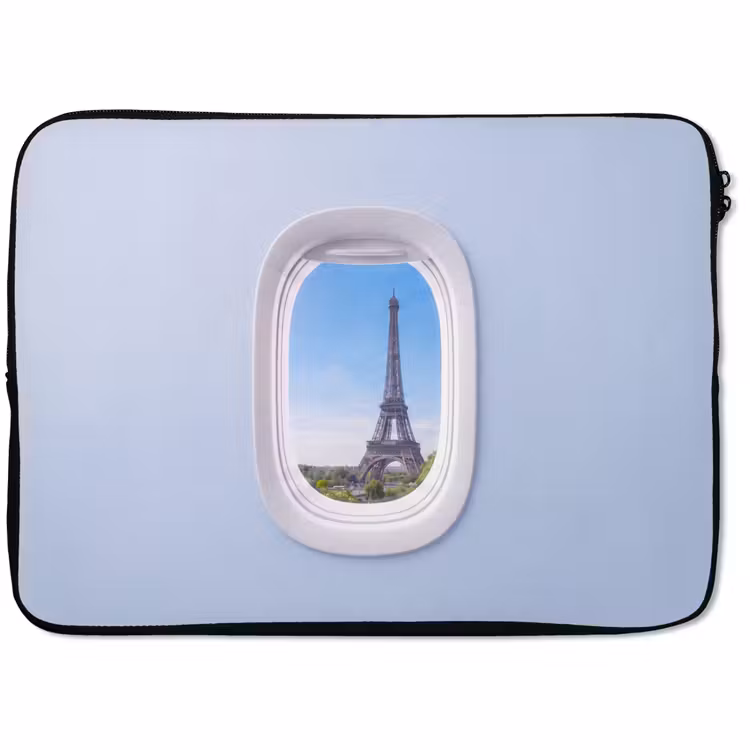 Laptophoes Eiffeltoren - Vliegtuigraam - Reizen — 1