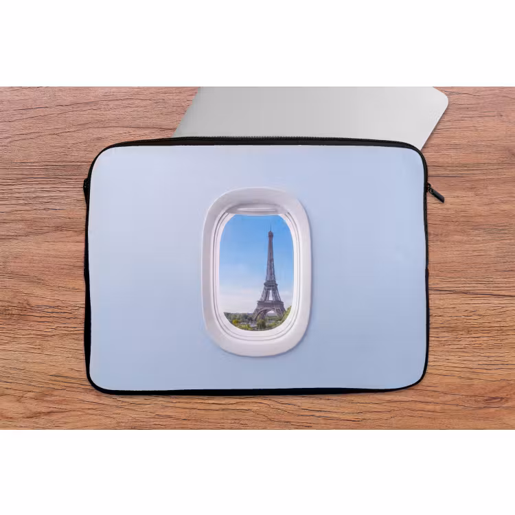 Laptophoes Eiffeltoren - Vliegtuigraam - Reizen — 2