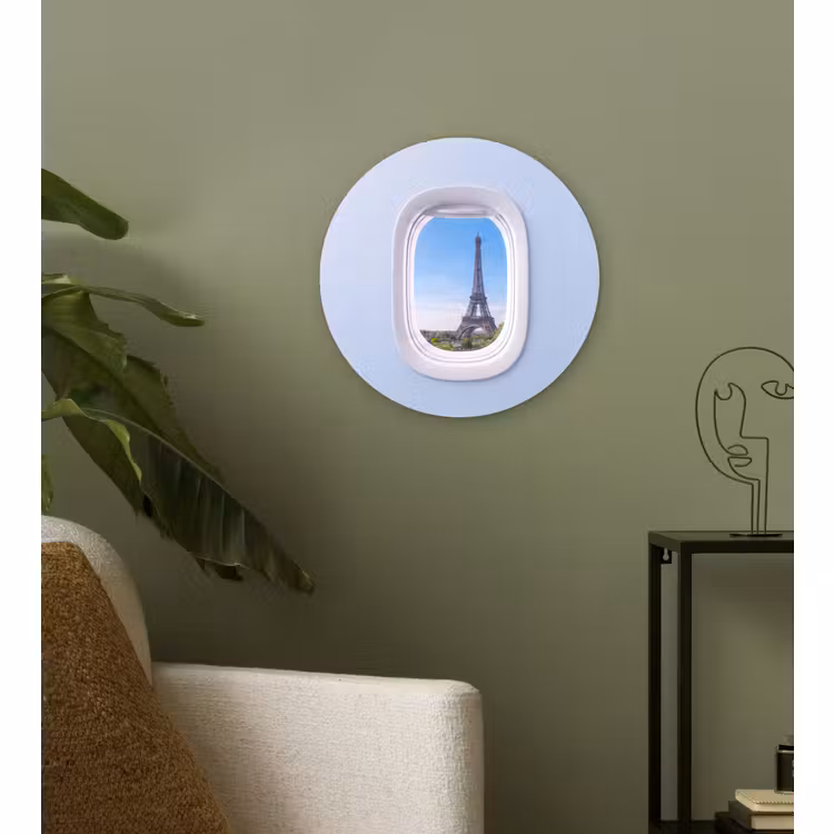 Muurcirkel glas - Eiffeltoren - Vliegtuigraam - Reizen — 3
