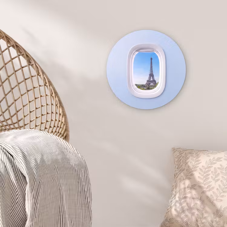 Muurcirkel glas - Eiffeltoren - Vliegtuigraam - Reizen — 5