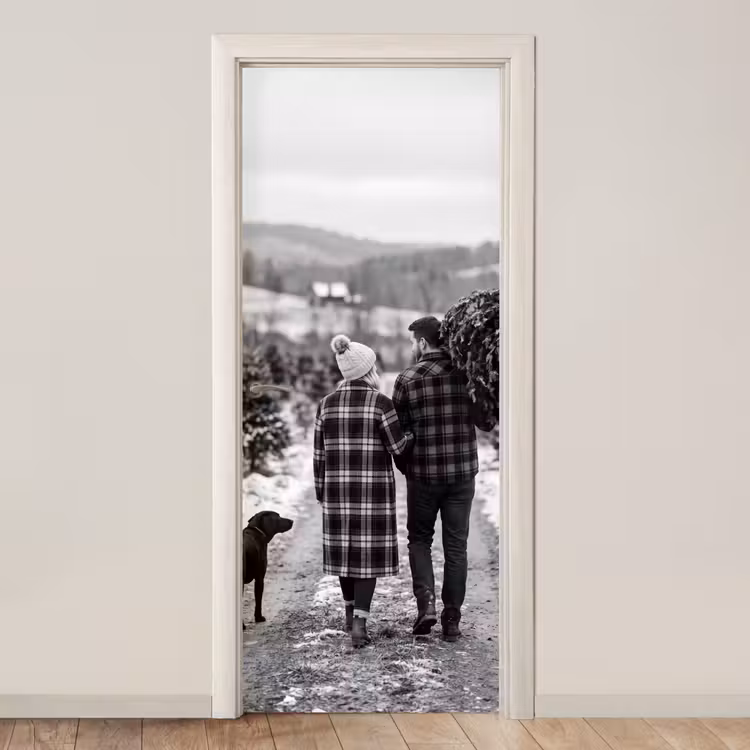 Deursticker - Mensen - Kerstboom - Winter — 1