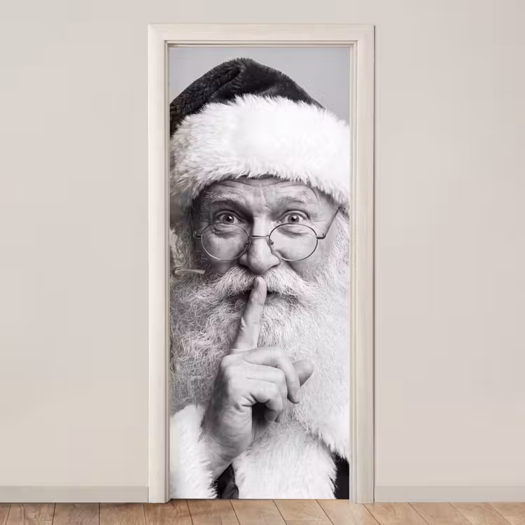 Deursticker - Kerstman - Zwart-wit - Kerst — 1