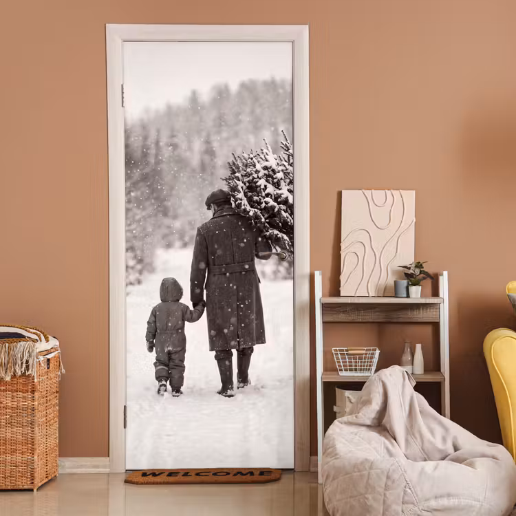 Deursticker - Man - Kind - Winter — 2