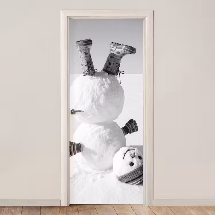 Deursticker - Sneeuwpop - Laarzen - Winter — 1
