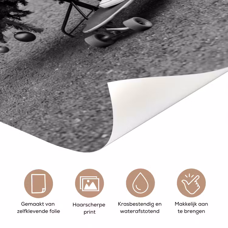Deursticker - Vrouw - Skateboard - Kerst — 3