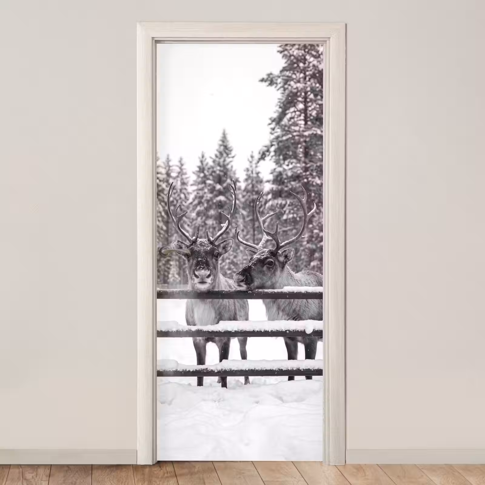Deursticker - Rendier - Sneeuw - Winter — 1